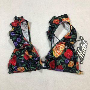 NEW Motel Womens Small Gaenor Swim Top ONLY Senorita Rose Floral Ruffle NWT